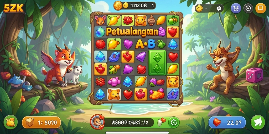 Screenshot gameplay 5ZK menampilkan tantangan seru dalam Match-3.