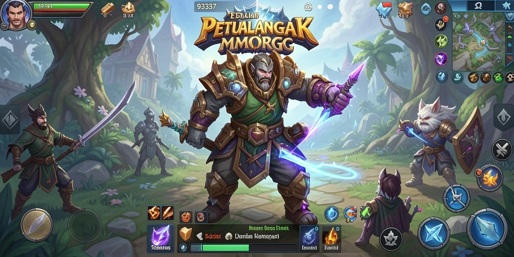 Gameplay epik dalam 93337 yang menampilkan pertarungan aksi dan eksplorasi.