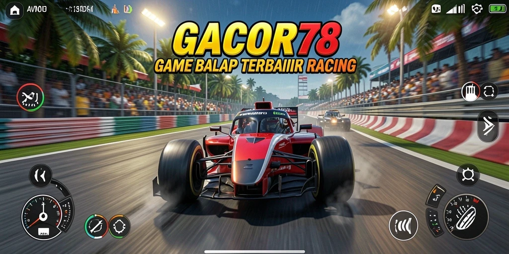 Tampilan gameplay GACOR78 menampilkan balap yang mendebarkan.