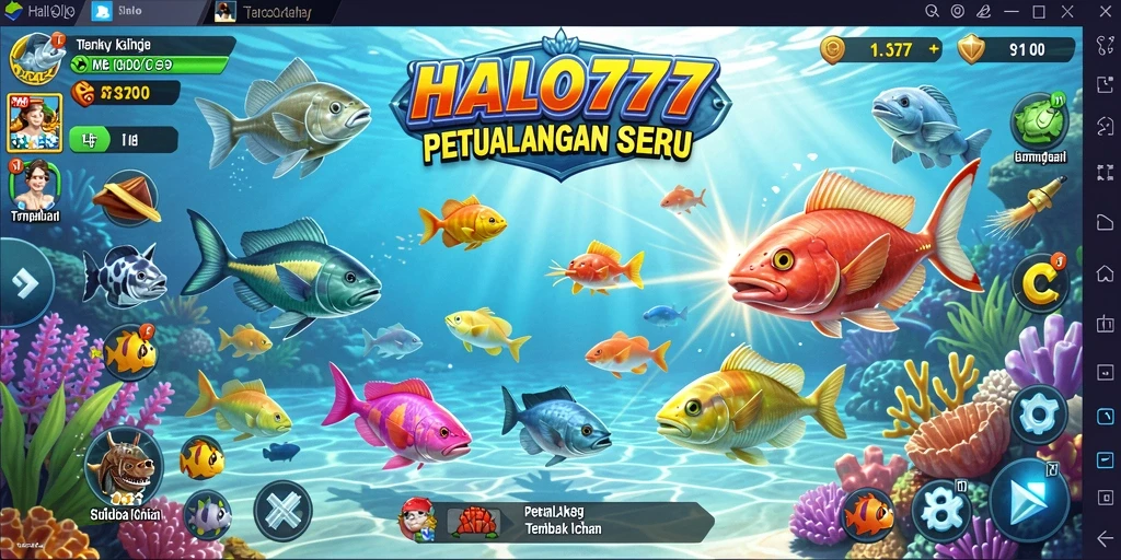 Tampilan gameplay seru HALO777 saat memburu ikan.