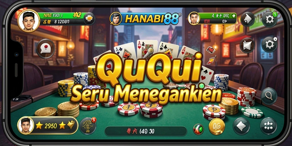 Tangkapan layar dari gameplay QiuQiu yang menarik di HANABI88.