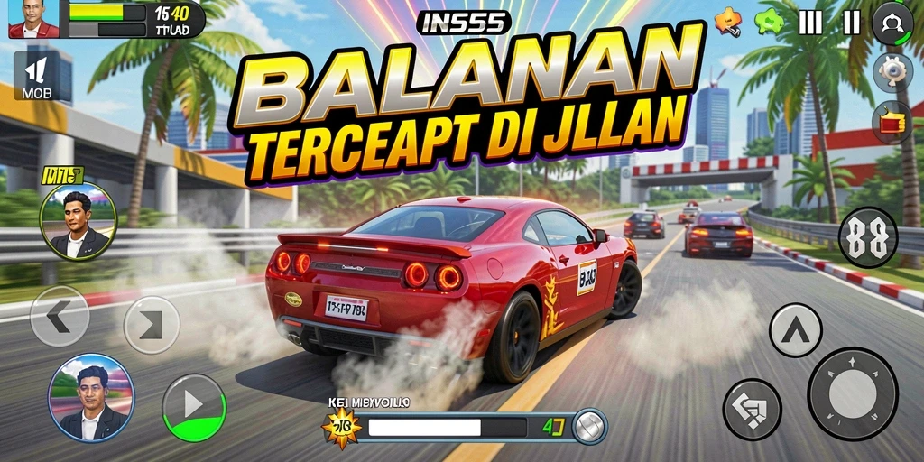 Gameplay Racing yang seru dan mendebarkan dalam INS55.