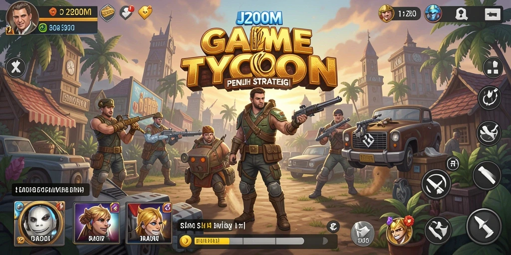 Tampilan gameplay J200M yang menggambarkan pengelolaan perusahaan Tycoon.