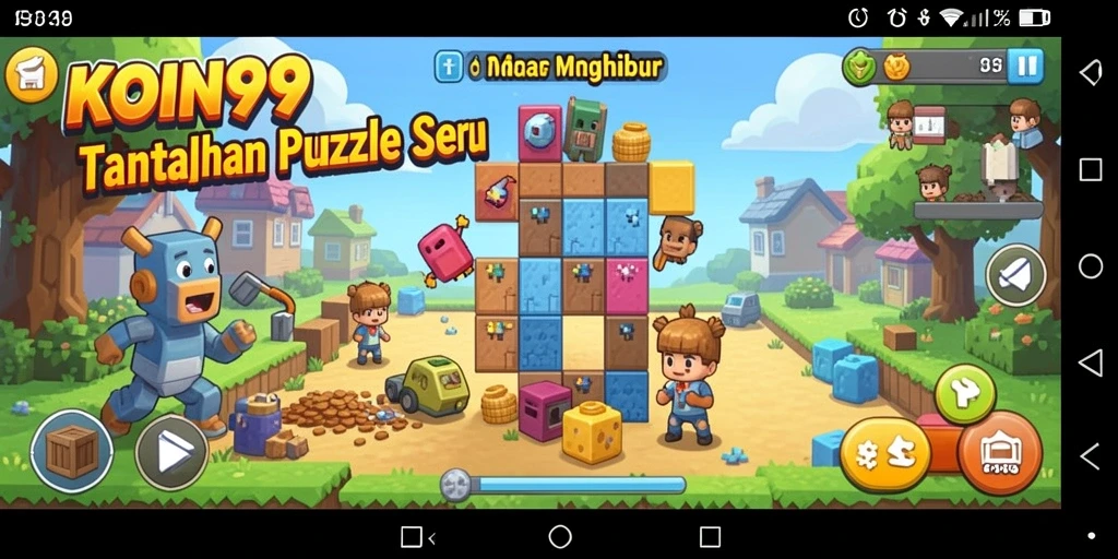Screenshot utama KOIN99, menampilkan gameplay menarik puzzle.