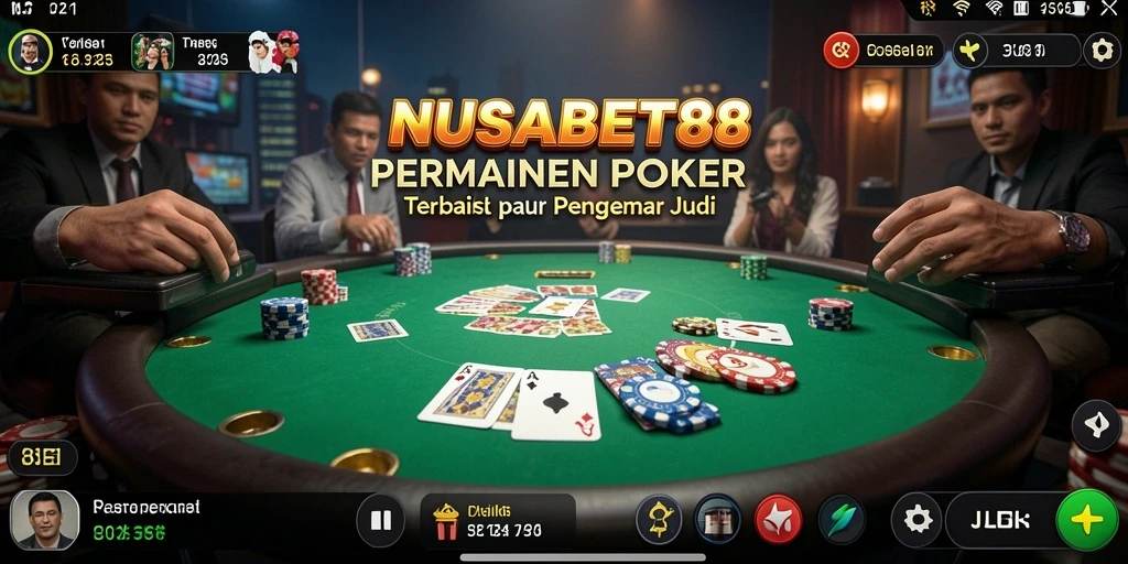 Screenshot NUSABET88 menampilkan suasana permainan Poker yang seru.