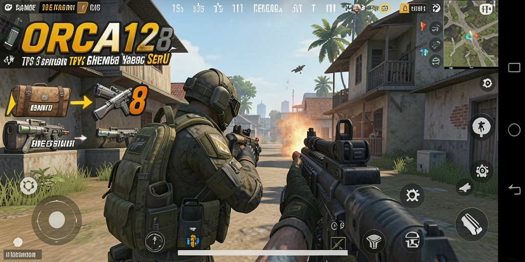 Tampilan gameplay ORCA128 yang penuh aksi dan menegangkan.