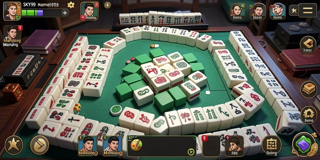 Gameplay Mahjong yang menarik dalam SKY99 dengan desain ubin yang menawan.