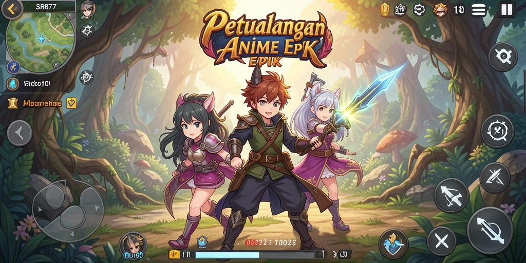 Tangkapan layar gameplay SR877 menampilkan aksi karakter Anime yang mendebarkan.
