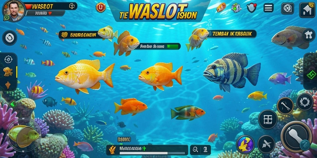 Screenshot gameplay WASLOT yang penuh aksi tembak ikan.