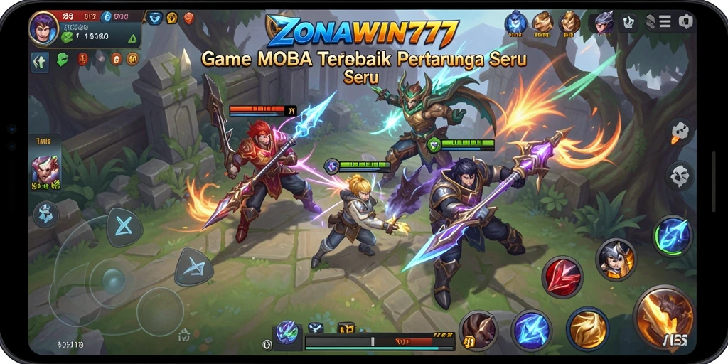 Gameplay seru dalam ZONAWIN777 dengan aksi MOBA.